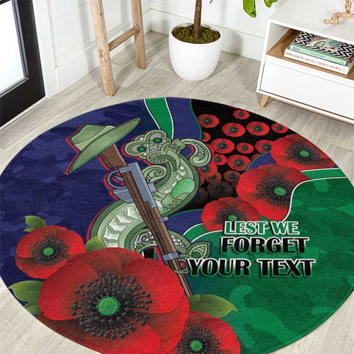 New Zealand Warriors ANZAC Personalised Round Carpet Lest We Forget Poppy Camo