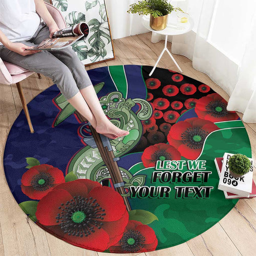 New Zealand Warriors ANZAC Personalised Round Carpet Lest We Forget Poppy Camo