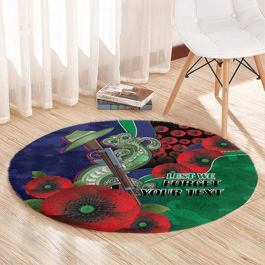 New Zealand Warriors ANZAC Personalised Round Carpet Lest We Forget Poppy Camo
