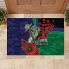 New Zealand Warriors ANZAC Personalised Rubber Doormat Lest We Forget Poppy Camo