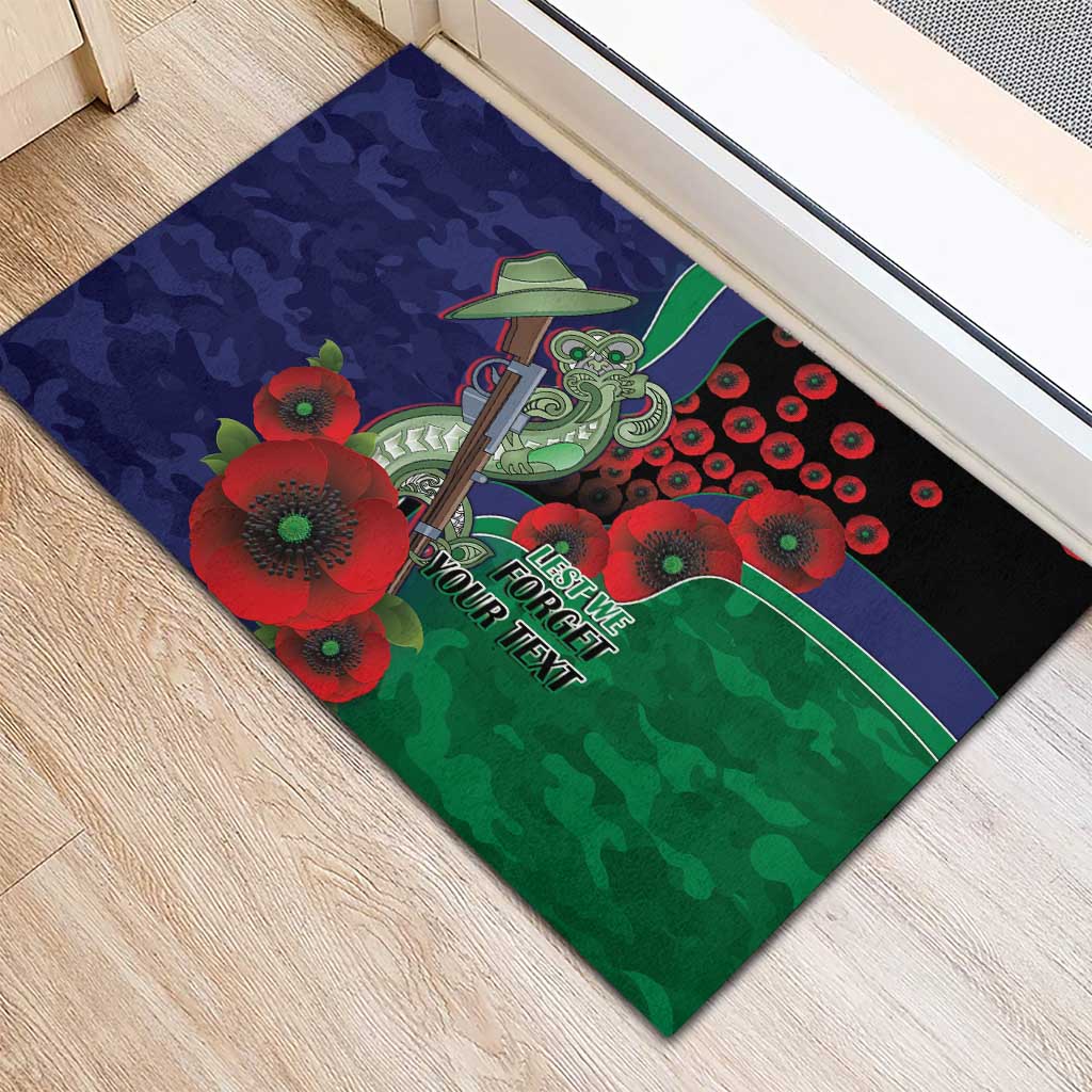 New Zealand Warriors ANZAC Personalised Rubber Doormat Lest We Forget Poppy Camo
