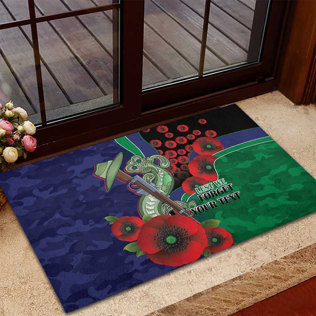 New Zealand Warriors ANZAC Personalised Rubber Doormat Lest We Forget Poppy Camo