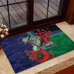 New Zealand Warriors ANZAC Personalised Rubber Doormat Lest We Forget Poppy Camo