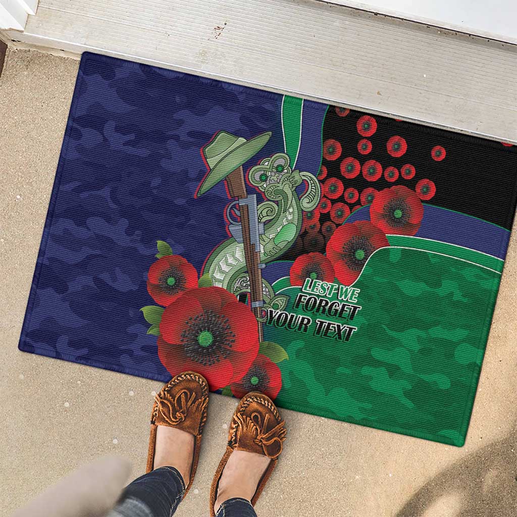 New Zealand Warriors ANZAC Personalised Rubber Doormat Lest We Forget Poppy Camo