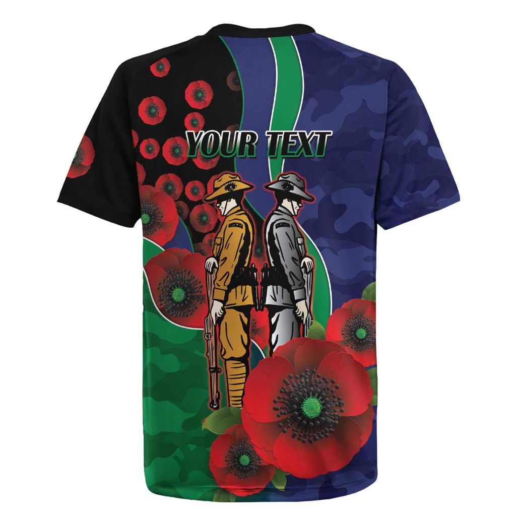 New Zealand Warriors ANZAC Personalised Rugby Jersey Lest We Forget Poppy Camo
