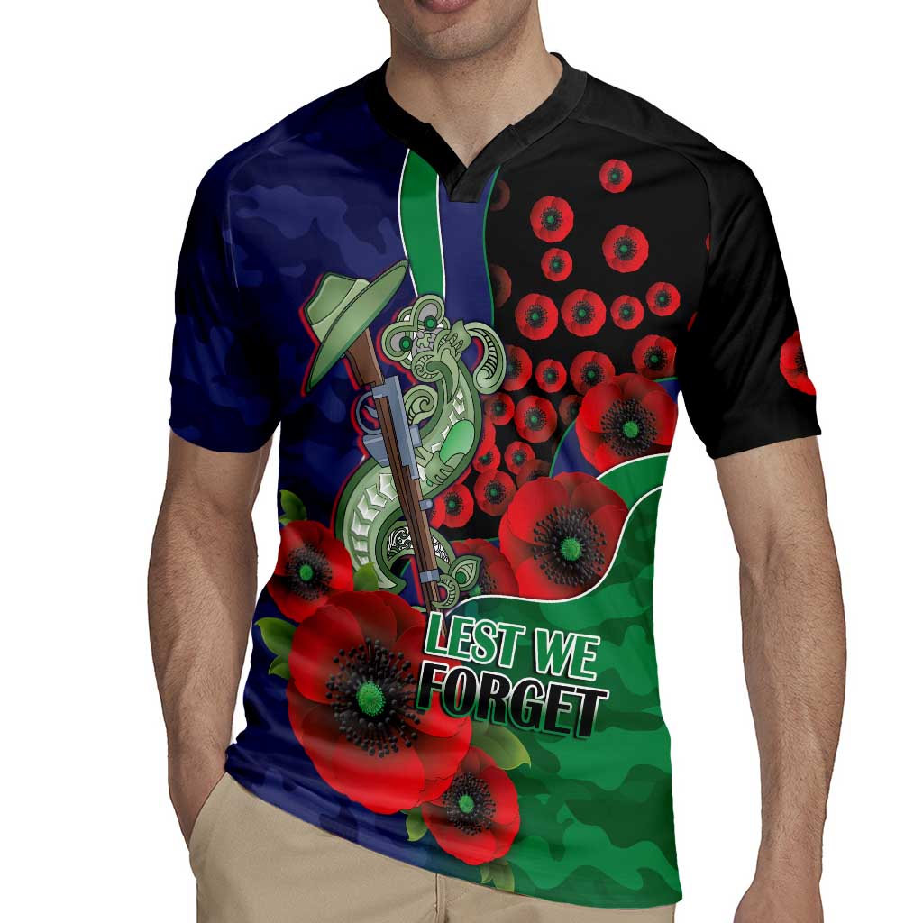 New Zealand Warriors ANZAC Personalised Rugby Jersey Lest We Forget Poppy Camo