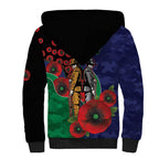 New Zealand Warriors ANZAC Personalised Sherpa Hoodie Lest We Forget Poppy Camo