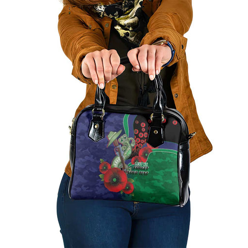New Zealand Warriors ANZAC Personalised Shoulder Handbag Lest We Forget Poppy Camo