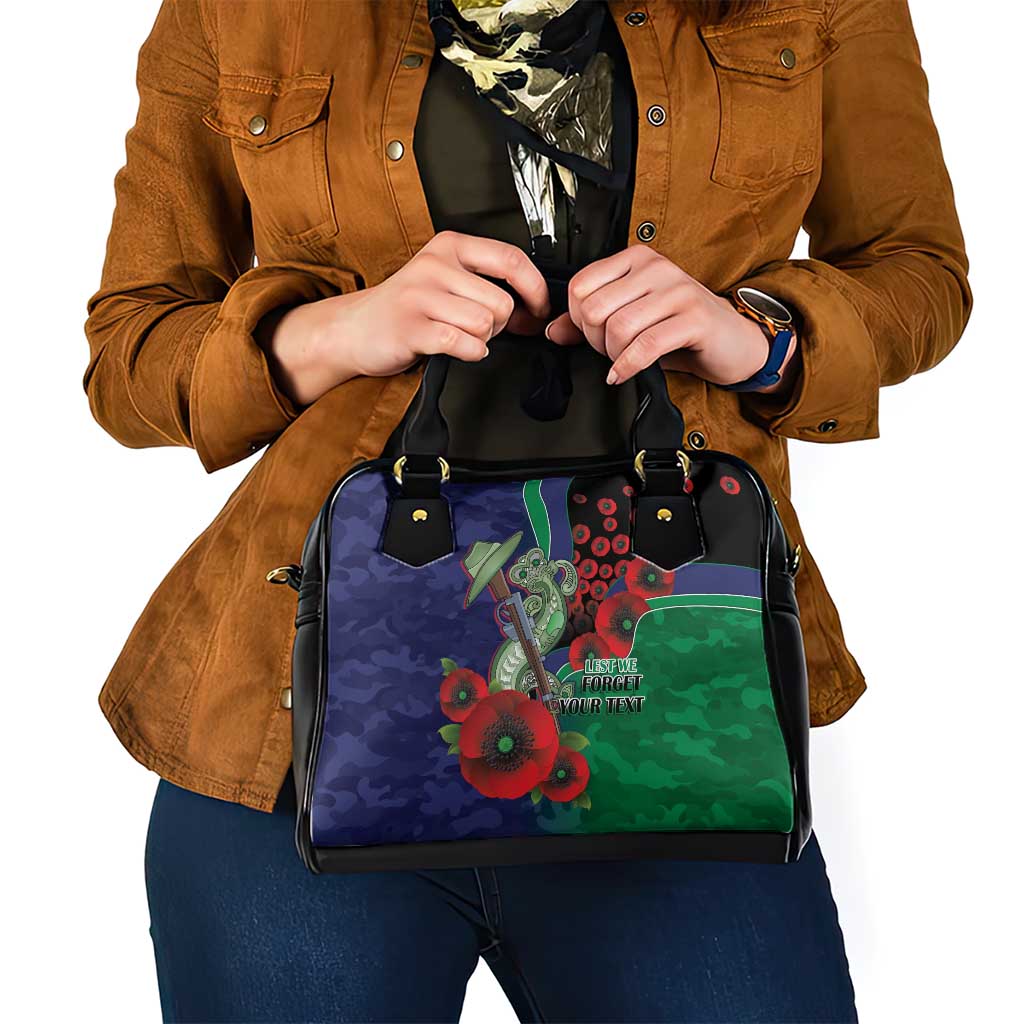 New Zealand Warriors ANZAC Personalised Shoulder Handbag Lest We Forget Poppy Camo