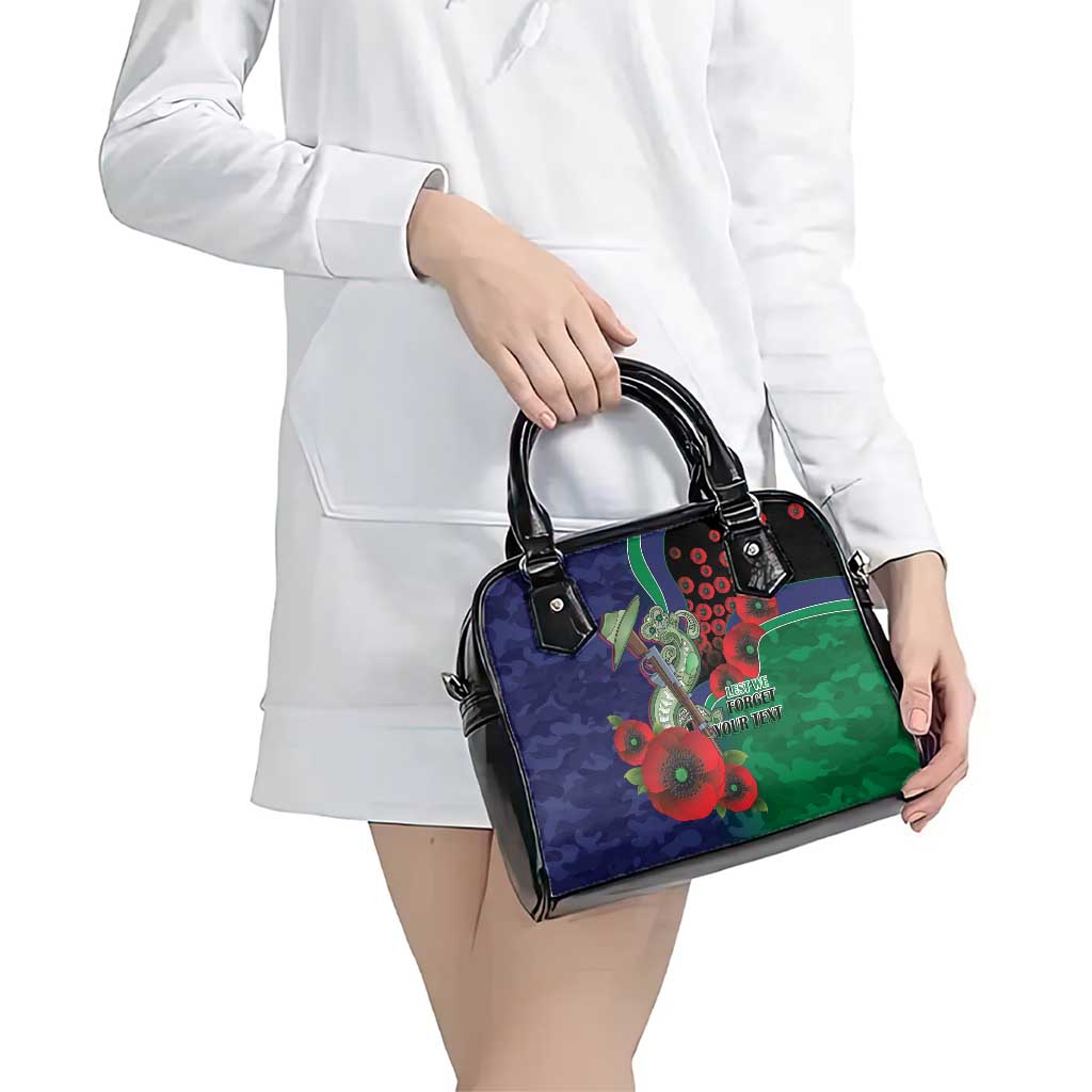 New Zealand Warriors ANZAC Personalised Shoulder Handbag Lest We Forget Poppy Camo