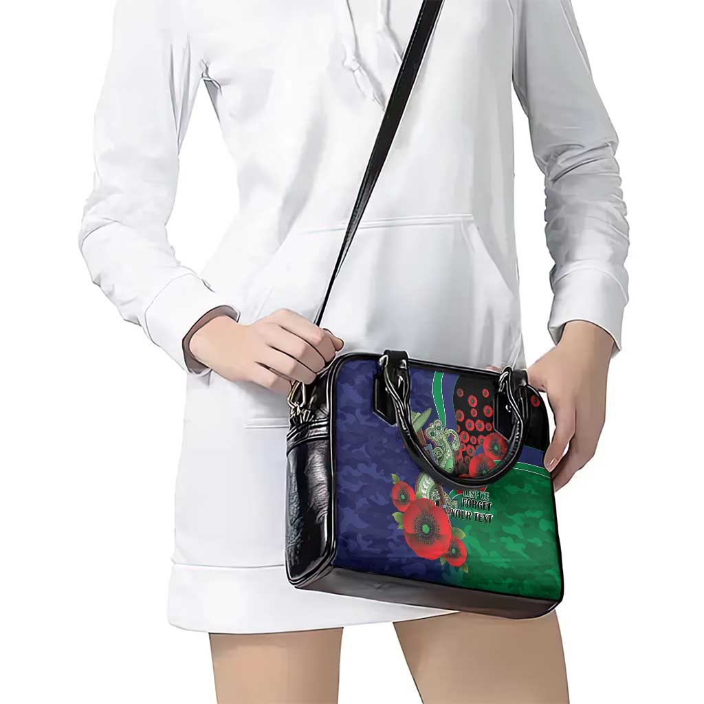 New Zealand Warriors ANZAC Personalised Shoulder Handbag Lest We Forget Poppy Camo