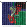 New Zealand Warriors ANZAC Personalised Shower Curtain Lest We Forget Poppy Camo