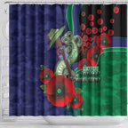 New Zealand Warriors ANZAC Personalised Shower Curtain Lest We Forget Poppy Camo