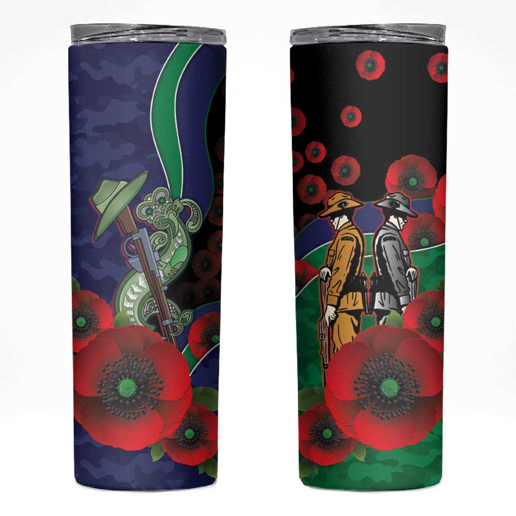 New Zealand Warriors ANZAC Personalised Skinny Tumbler Lest We Forget Poppy Camo