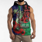 New Zealand Warriors ANZAC Personalised Sleeveless Hoodie Lest We Forget Poppy Camo