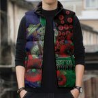 New Zealand Warriors ANZAC Personalised Sleeveless Puffer Jacket Lest We Forget Poppy Camo