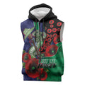 New Zealand Warriors ANZAC Personalised Sleeveless Zip Hoodie Lest We Forget Poppy Camo