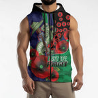 New Zealand Warriors ANZAC Personalised Sleeveless Zip Hoodie Lest We Forget Poppy Camo