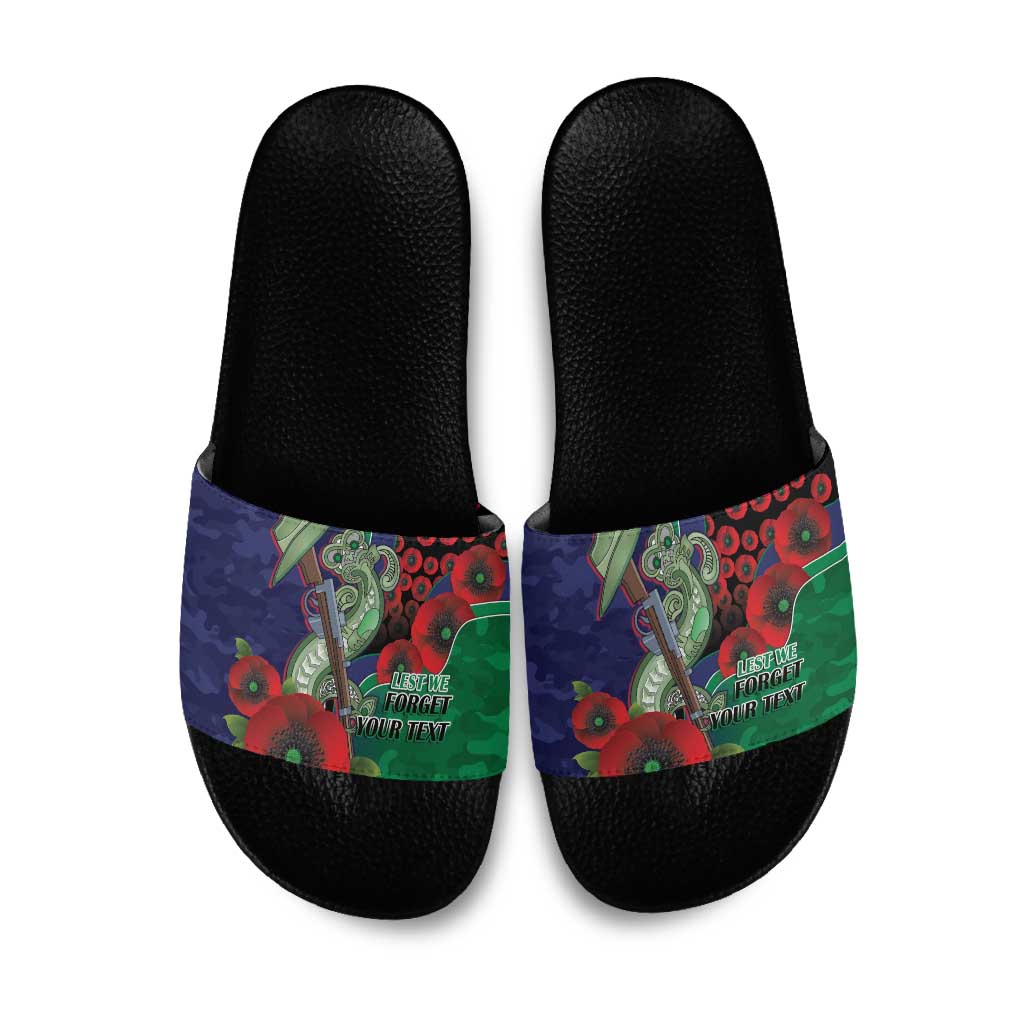 New Zealand Warriors ANZAC Personalised Slide Sandals Lest We Forget Poppy Camo