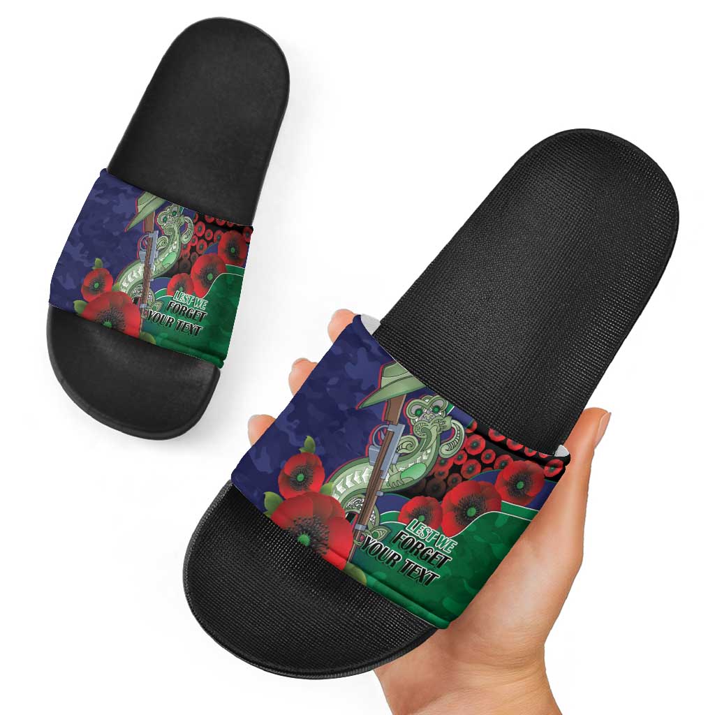 New Zealand Warriors ANZAC Personalised Slide Sandals Lest We Forget Poppy Camo