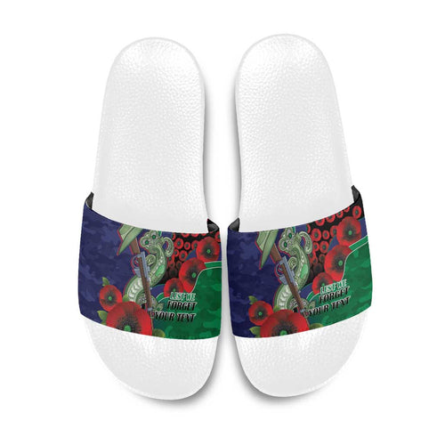 New Zealand Warriors ANZAC Personalised Slide Sandals Lest We Forget Poppy Camo