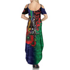 New Zealand Warriors ANZAC Personalised Summer Maxi Dress Lest We Forget Poppy Camo