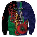 New Zealand Warriors ANZAC Personalised Sweatshirt Lest We Forget Poppy Camo