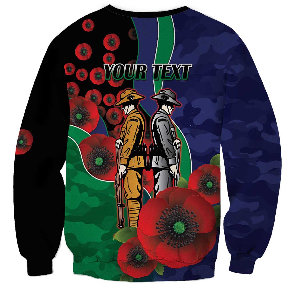 New Zealand Warriors ANZAC Personalised Sweatshirt Lest We Forget Poppy Camo