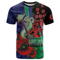 New Zealand Warriors ANZAC Personalised T Shirt Lest We Forget Poppy Camo