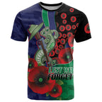 New Zealand Warriors ANZAC Personalised T Shirt Lest We Forget Poppy Camo