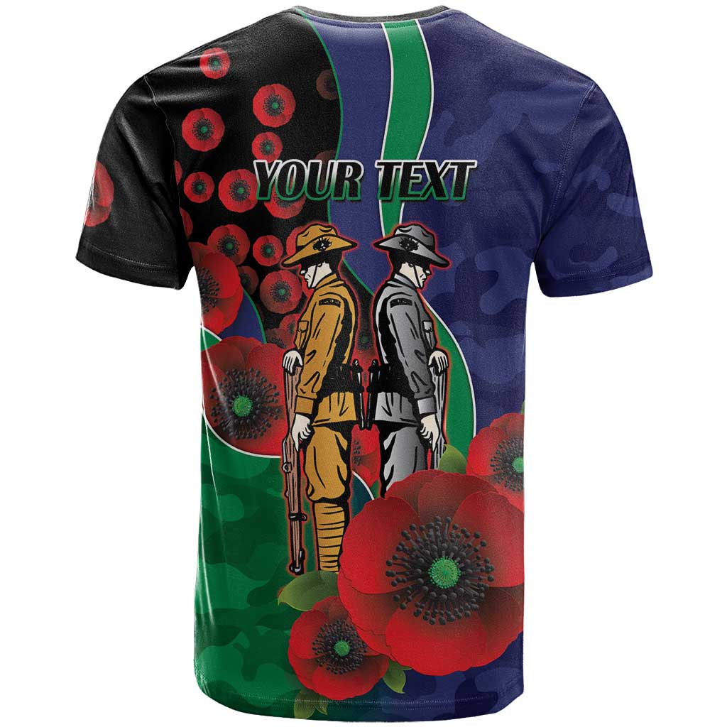 New Zealand Warriors ANZAC Personalised T Shirt Lest We Forget Poppy Camo