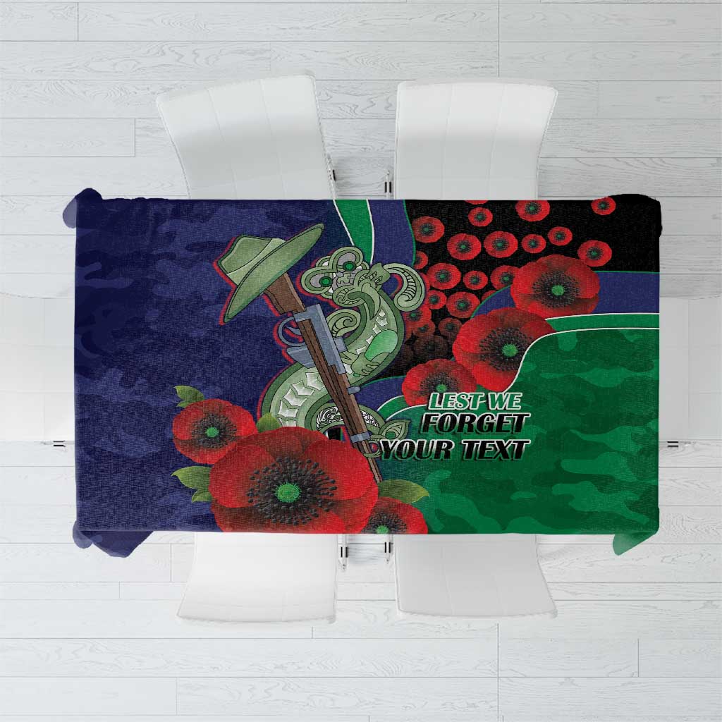 New Zealand Warriors ANZAC Personalised Tablecloth Lest We Forget Poppy Camo