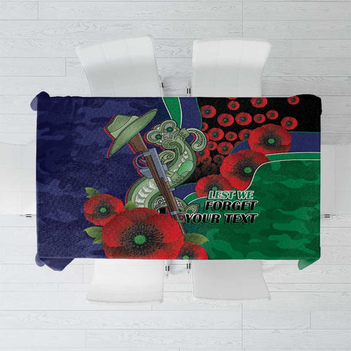 New Zealand Warriors ANZAC Personalised Tablecloth Lest We Forget Poppy Camo