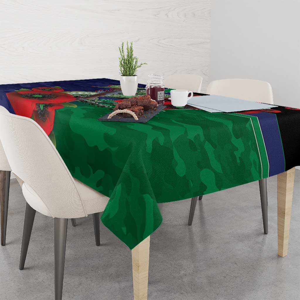 New Zealand Warriors ANZAC Personalised Tablecloth Lest We Forget Poppy Camo