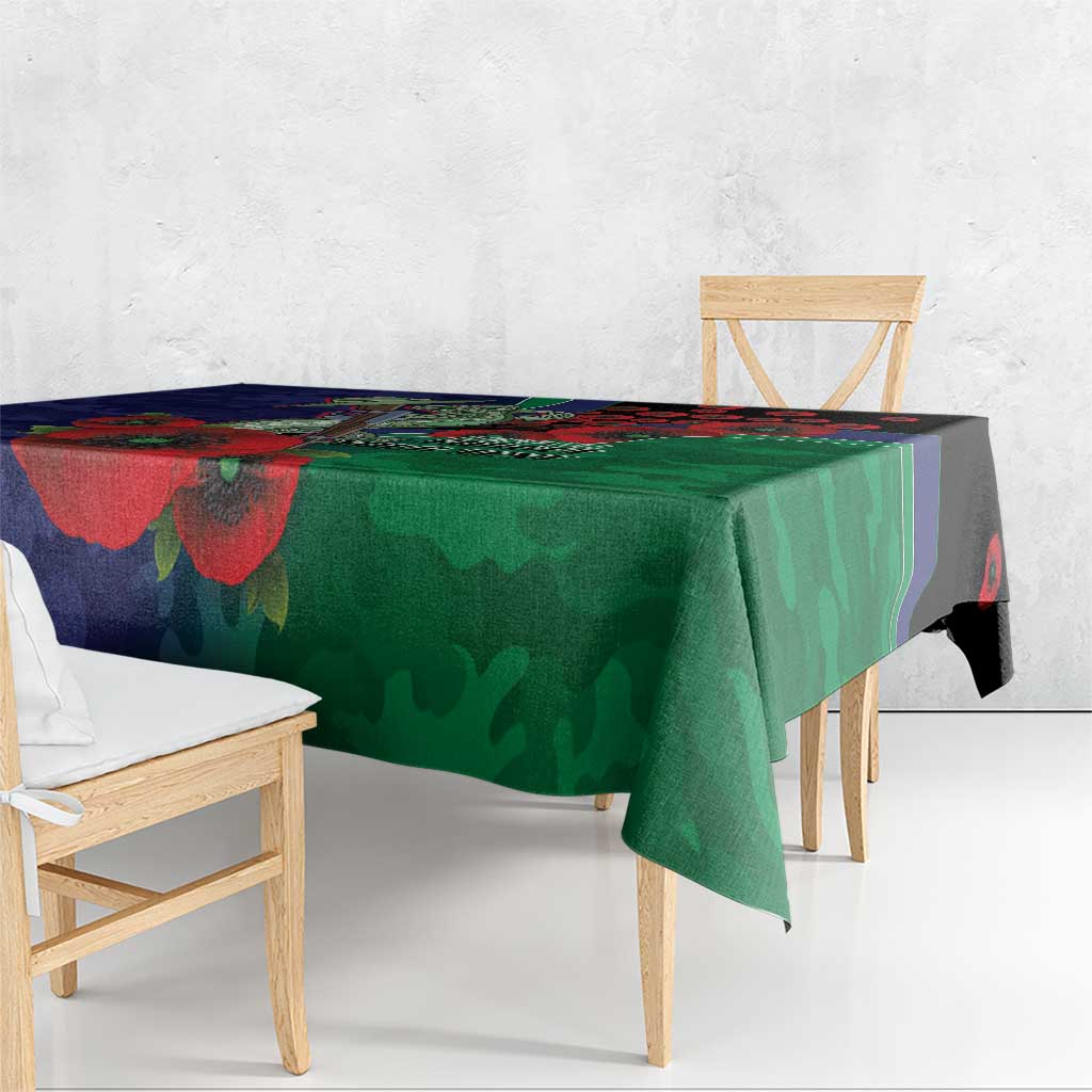 New Zealand Warriors ANZAC Personalised Tablecloth Lest We Forget Poppy Camo