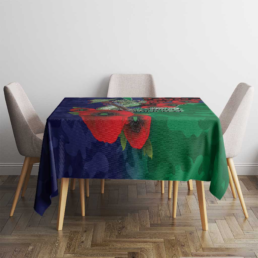 New Zealand Warriors ANZAC Personalised Tablecloth Lest We Forget Poppy Camo