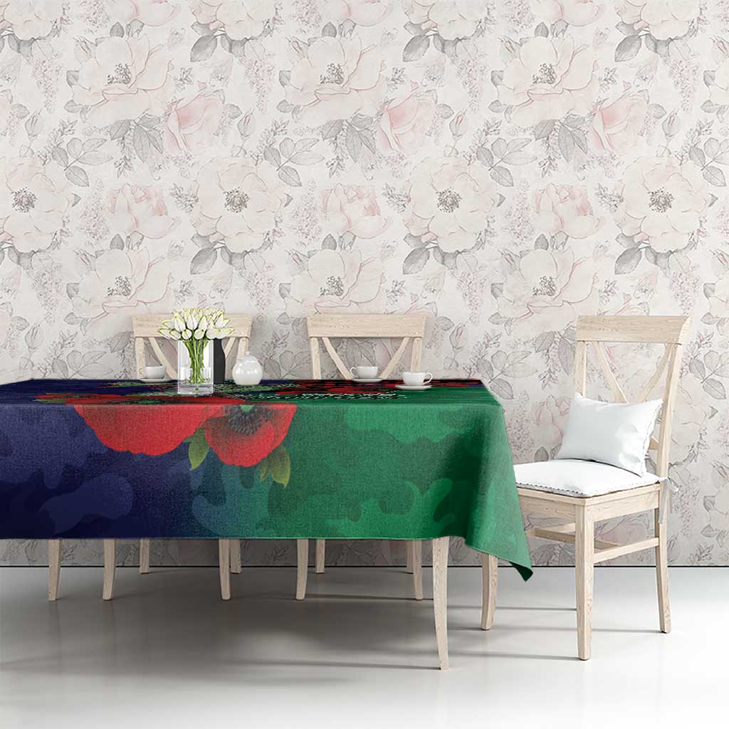 New Zealand Warriors ANZAC Personalised Tablecloth Lest We Forget Poppy Camo