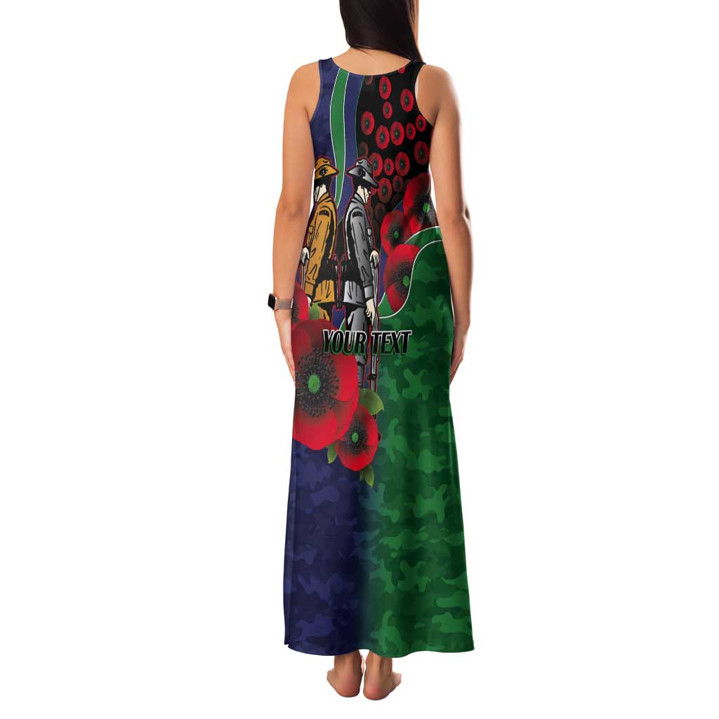 New Zealand Warriors ANZAC Personalised Tank Maxi Dress Lest We Forget Poppy Camo