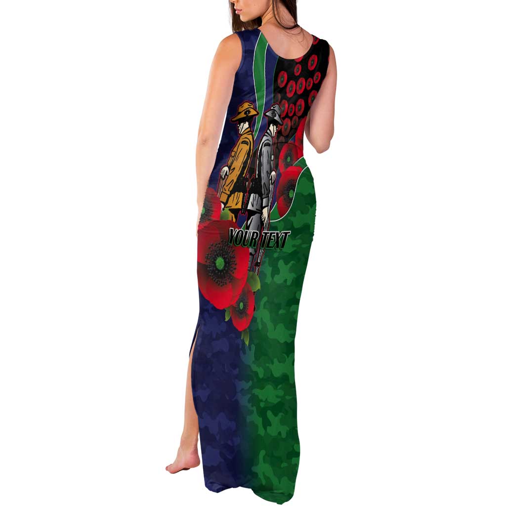 New Zealand Warriors ANZAC Personalised Tank Maxi Dress Lest We Forget Poppy Camo