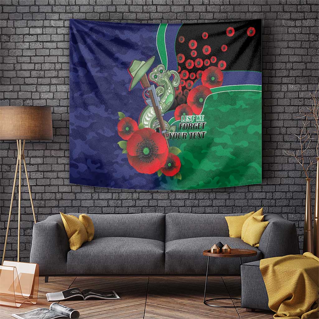 New Zealand Warriors ANZAC Personalised Tapestry Lest We Forget Poppy Camo