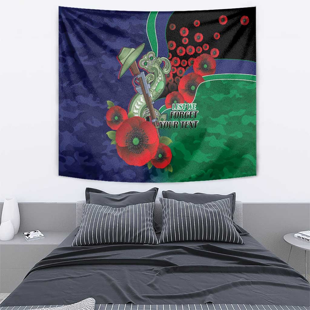 New Zealand Warriors ANZAC Personalised Tapestry Lest We Forget Poppy Camo