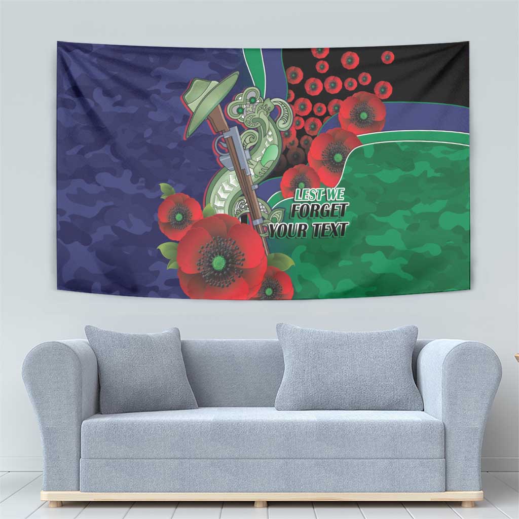 New Zealand Warriors ANZAC Personalised Tapestry Lest We Forget Poppy Camo