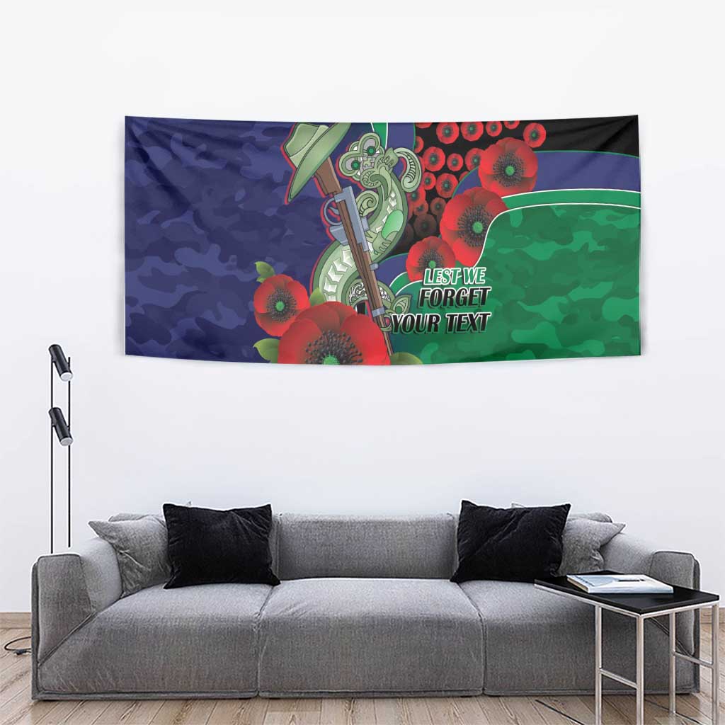 New Zealand Warriors ANZAC Personalised Tapestry Lest We Forget Poppy Camo