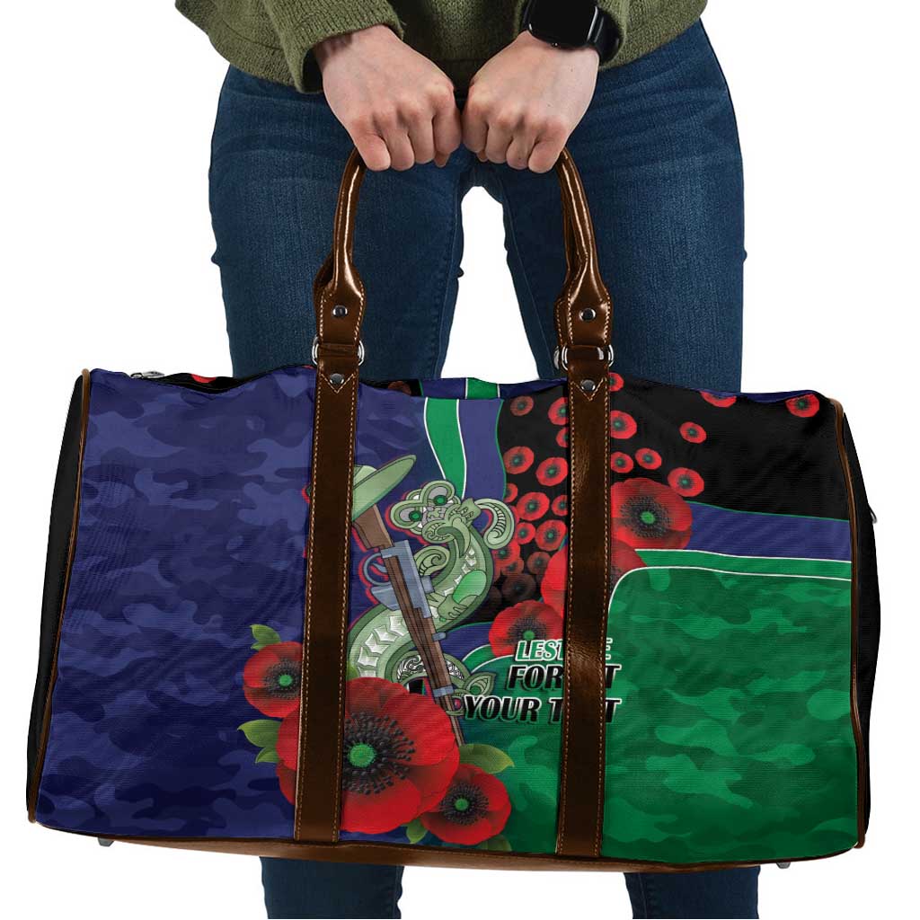 New Zealand Warriors ANZAC Personalised Travel Bag Lest We Forget Poppy Camo
