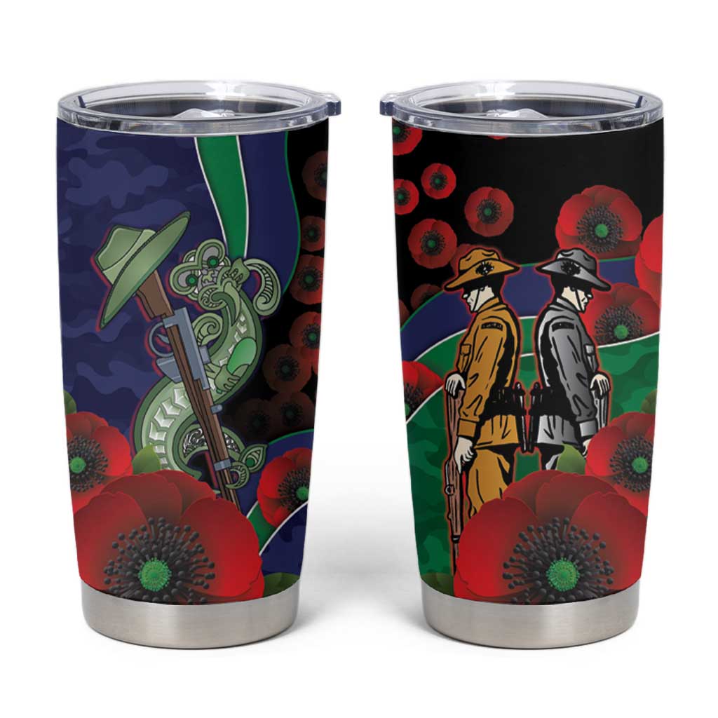New Zealand Warriors ANZAC Personalised Tumbler Cup Lest We Forget Poppy Camo