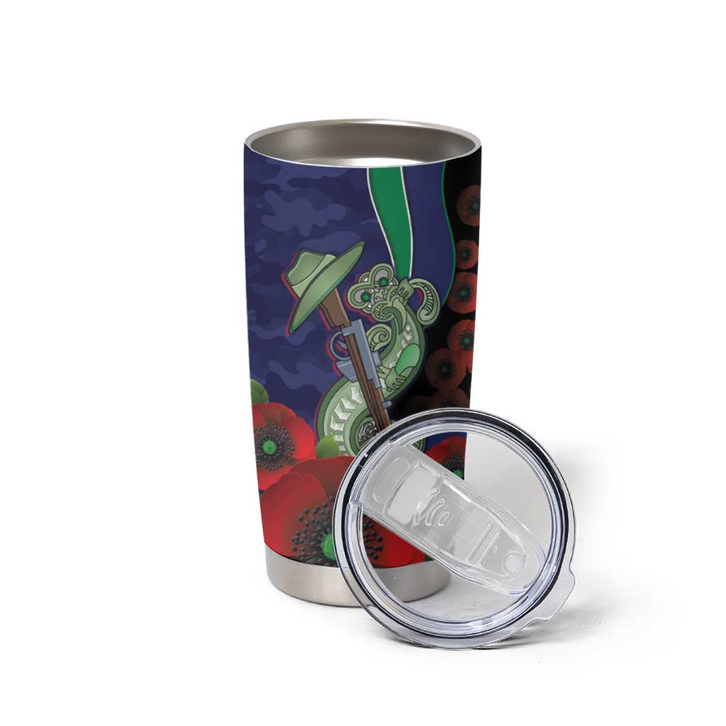 New Zealand Warriors ANZAC Personalised Tumbler Cup Lest We Forget Poppy Camo