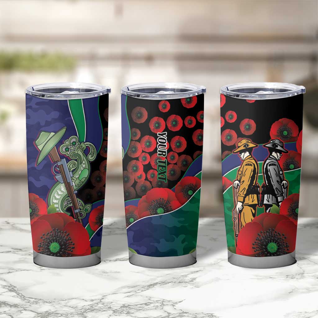 New Zealand Warriors ANZAC Personalised Tumbler Cup Lest We Forget Poppy Camo