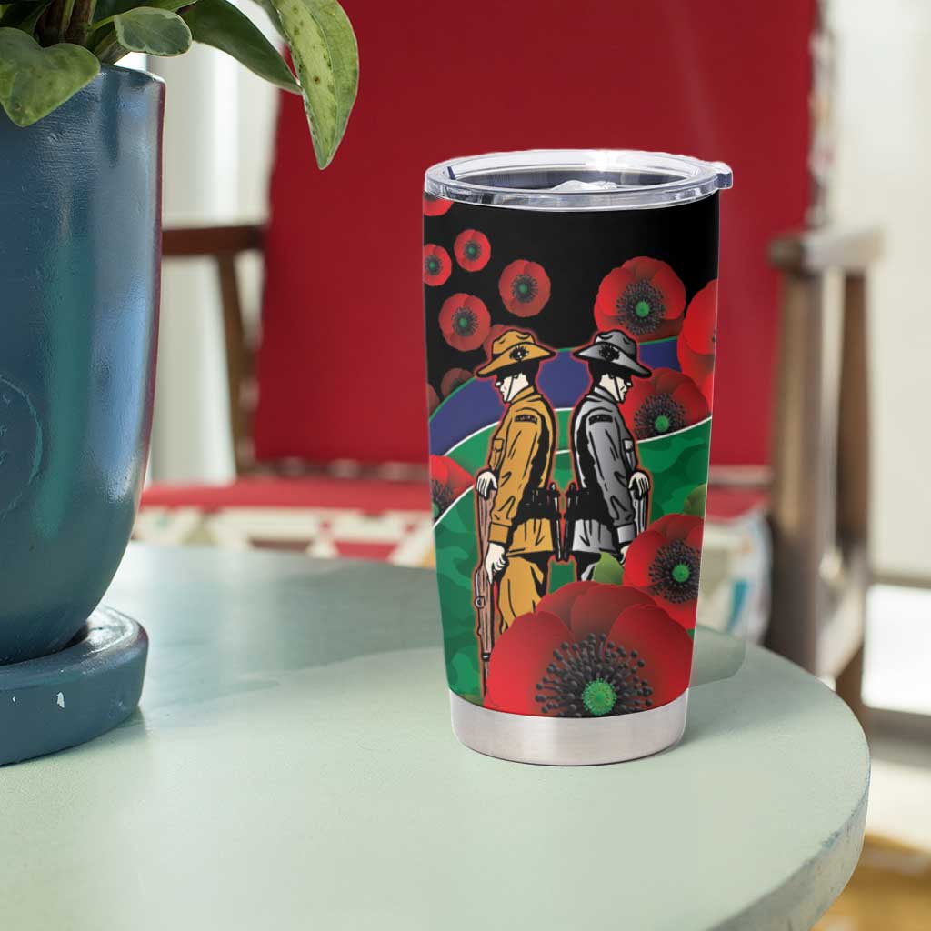 New Zealand Warriors ANZAC Personalised Tumbler Cup Lest We Forget Poppy Camo