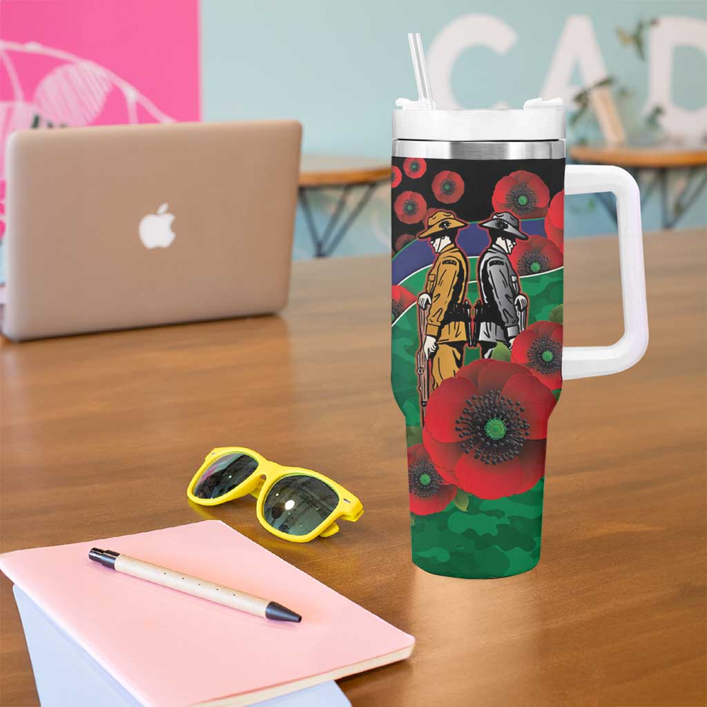 New Zealand Warriors ANZAC Personalised Tumbler With Handle Lest We Forget Poppy Camo
