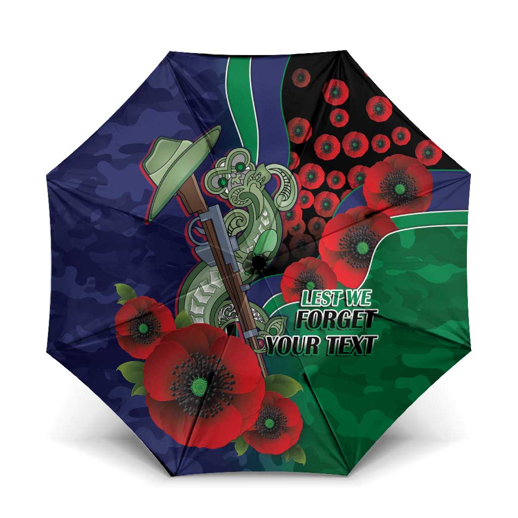 New Zealand Warriors ANZAC Personalised Umbrella Lest We Forget Poppy Camo